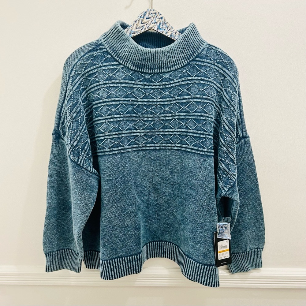 NWT Jones NY Mock Neck Sweater 3X indigo wash blue plus size
